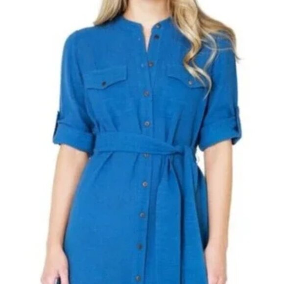 Veronica Beard Dresses & Skirts - VERONICA BEARD Blue Makua Midi Belted Shirtdress Medium